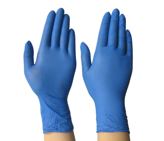 Large Blue vinyl gloves