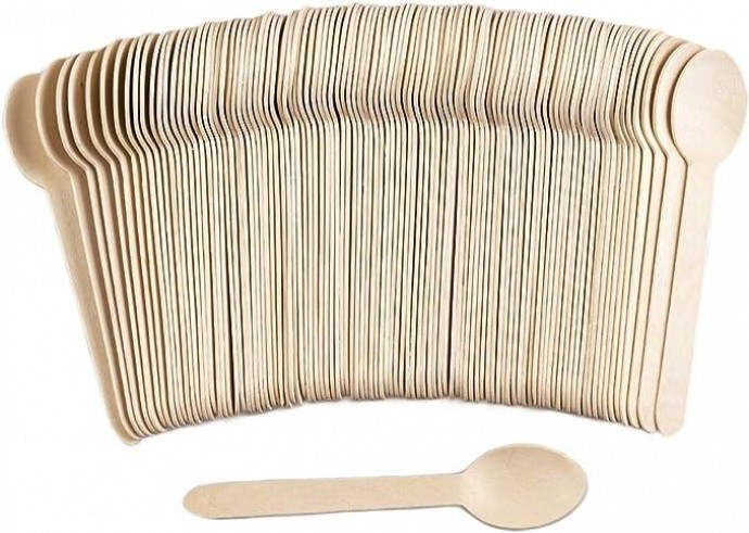 CU(pack)Birchwood Wooden Dessert Spoon x 100(pk) (160mm/6.3")