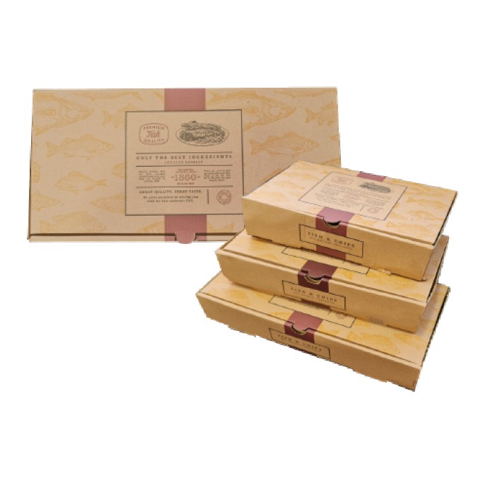 Small Brown Fish & Chips Box x 90