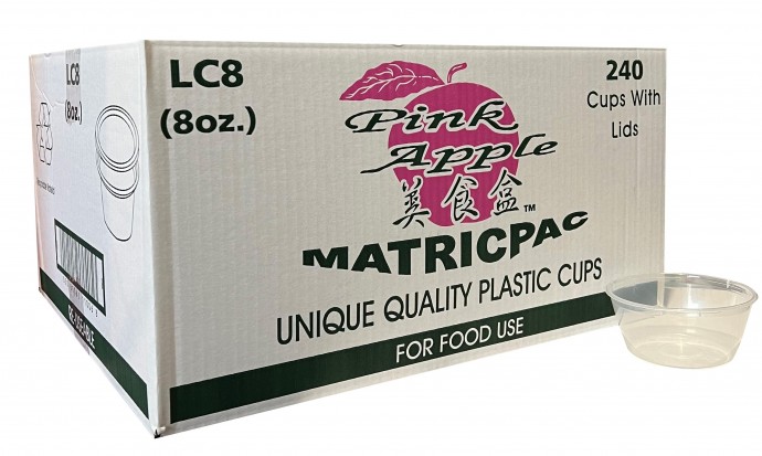 Pinkapple 8oz Clear Cups & Lids x 240